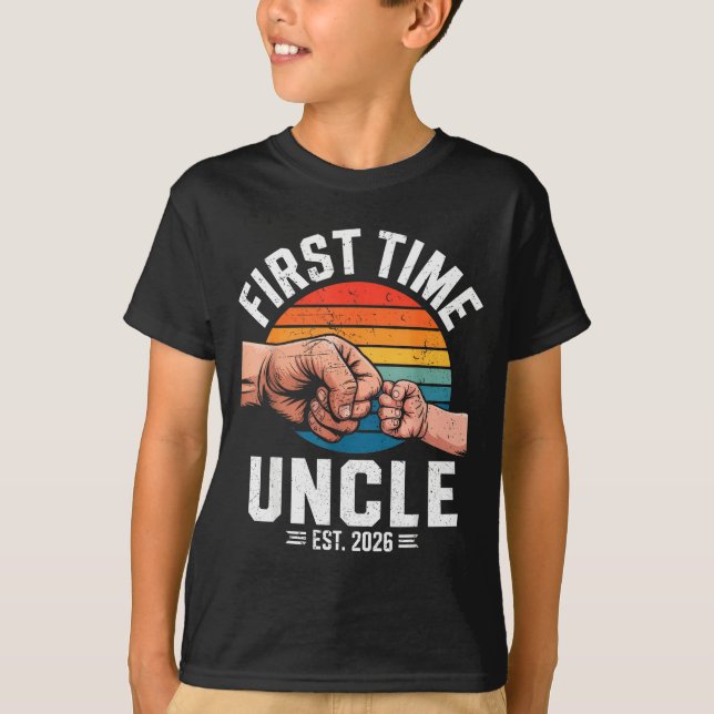 First Time Uncle Est 2026 Baby Announcement Great  T-Shirt (Front)