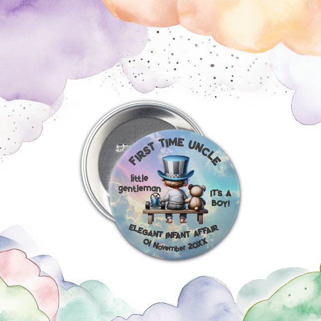 First time Uncle - It's a Boy | 3 Inch Round Button (Creator Uploaded)