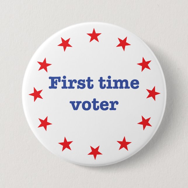 First Time Voter 3 Inch Round Button (Front)