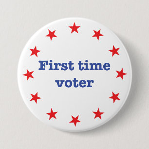 First Time Voter 3 Inch Round Button