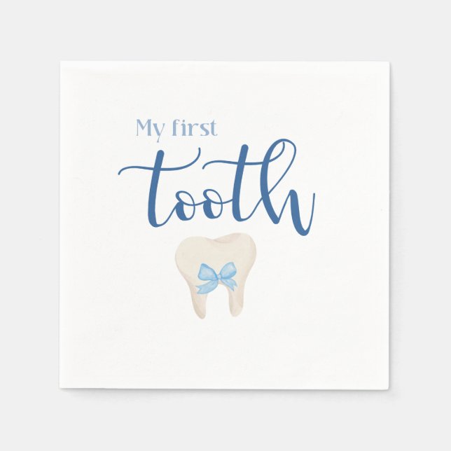 First Tooth - Agra Hadig Minimalist Blue Napkin (Front)