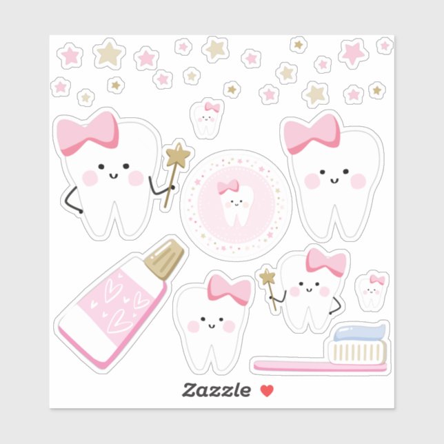 First Tooth Baby Girl Scrapbook or Party Decor (Sheet)