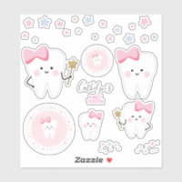 First Tooth Baby Girl Scrapbook or Party Stickers