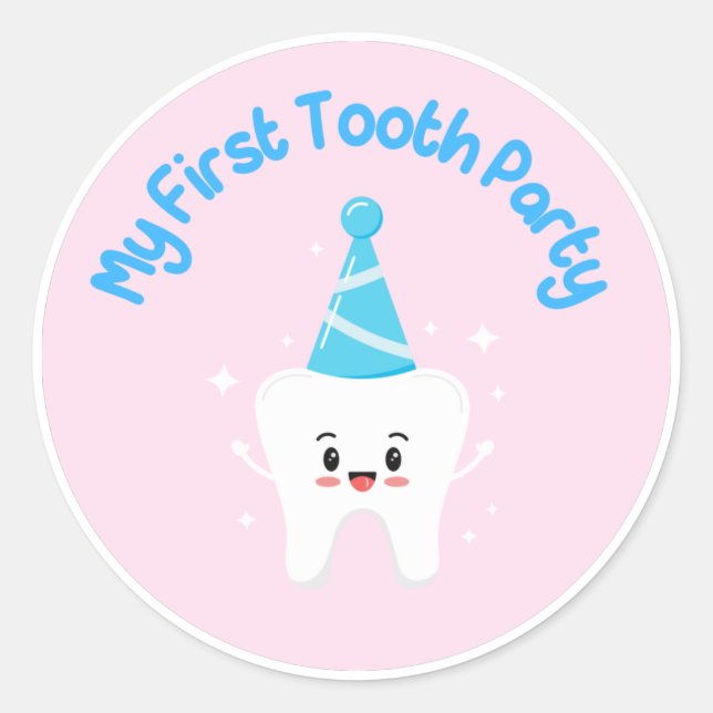 First Tooth Party Favor Stickers – Agrahadig  (Front)