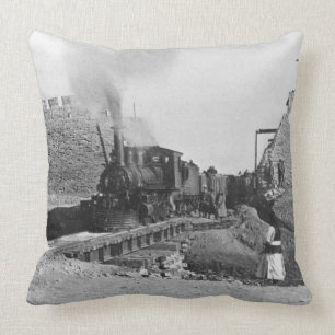 First train passing through the wall of Peking, Ch Throw Pillow