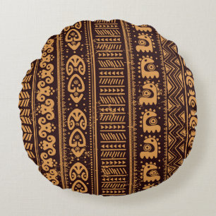 First tribal ethnic, seamless pattern. round pillow