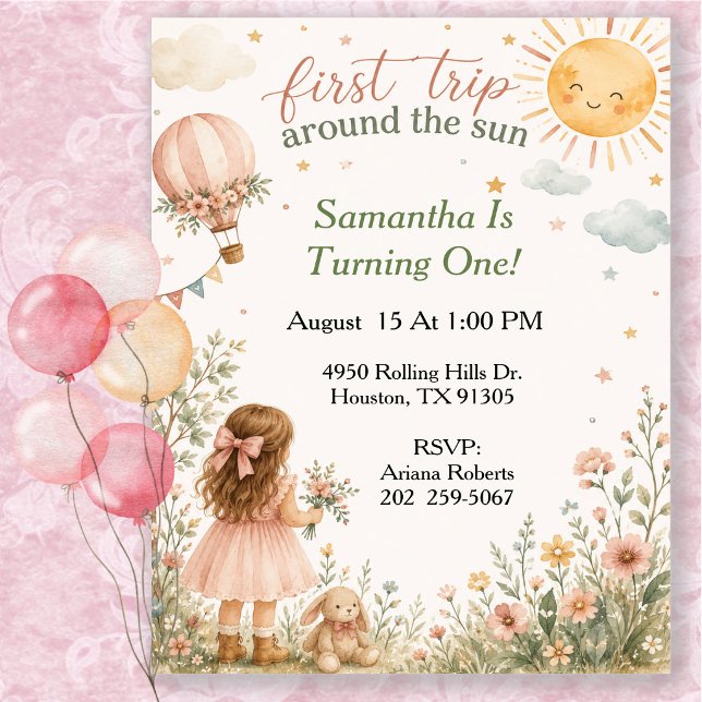 First Trip Around Sun 1st Birthday Party Invitation (Creator Uploaded)