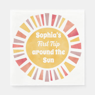 First Trip Around Sun Ballon For Girl Napkin