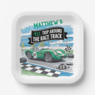 First Trip Around the Race Track Birthday Paper Plate