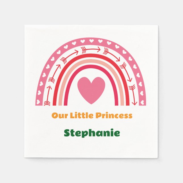 First Trip Around The Rainbow 1st Birthday Photo Napkin (Front)