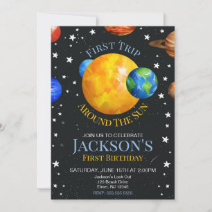 First Trip Around the Sun 1st Birthday Boy Invitation