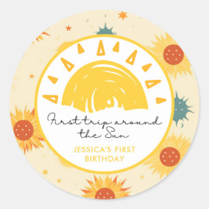 First Trip Around the Sun 1st Birthday Classic Round Sticker