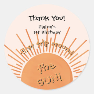First Trip Around The Sun 1st Birthday Classic Round Sticker