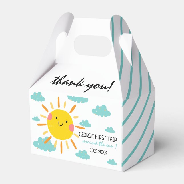 First Trip Around The Sun 1st Birthday  Favor Box (Front Side)