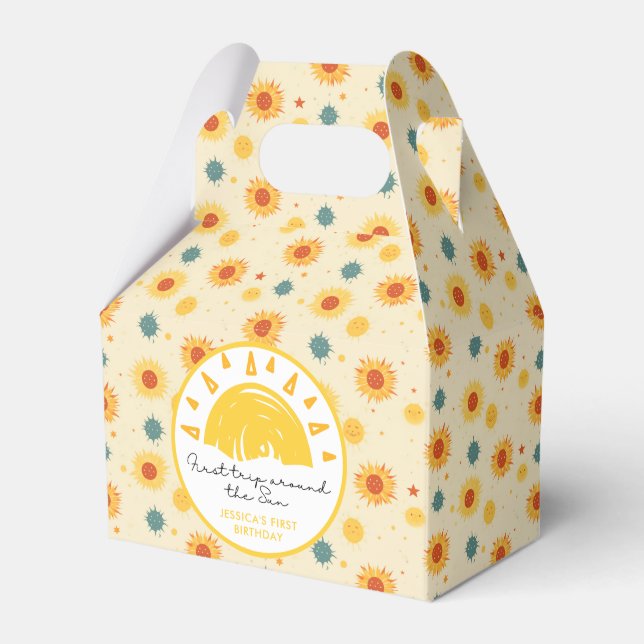 First Trip Around the Sun 1st Birthday Favor Box (Front Side)