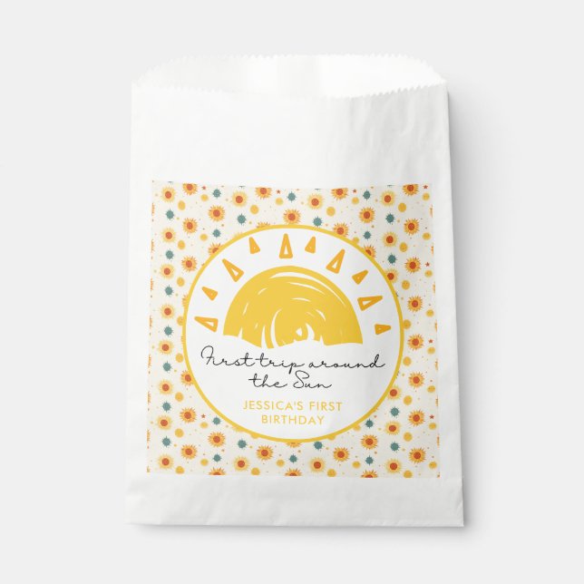 First Trip Around the Sun 1st Birthday Favour Bag (Front)