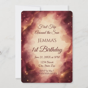 First Trip Around the Sun 1st Birthday Invitation