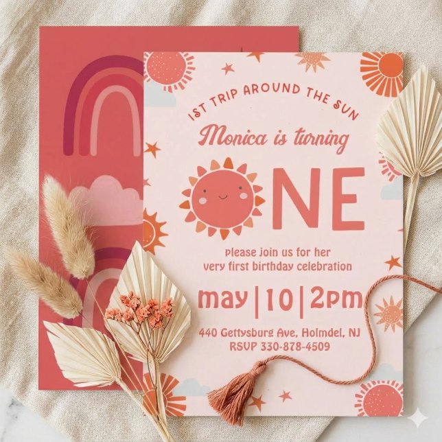 First Trip Around The Sun 1st Birthday Invitation (Creator Uploaded)