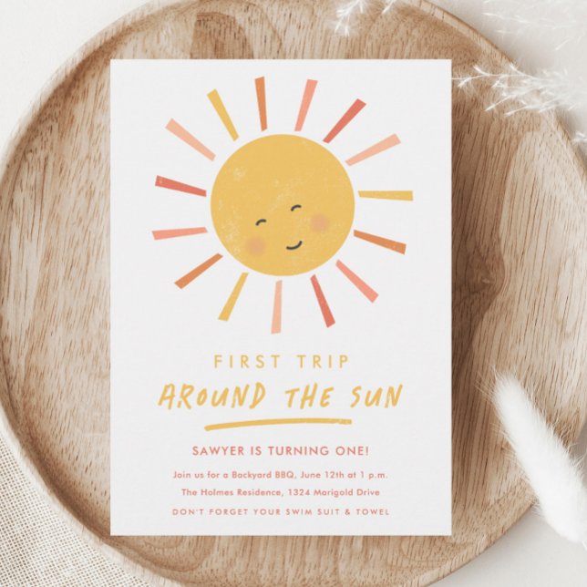 First Trip Around the Sun 1st Birthday Invitation (Creator Uploaded)