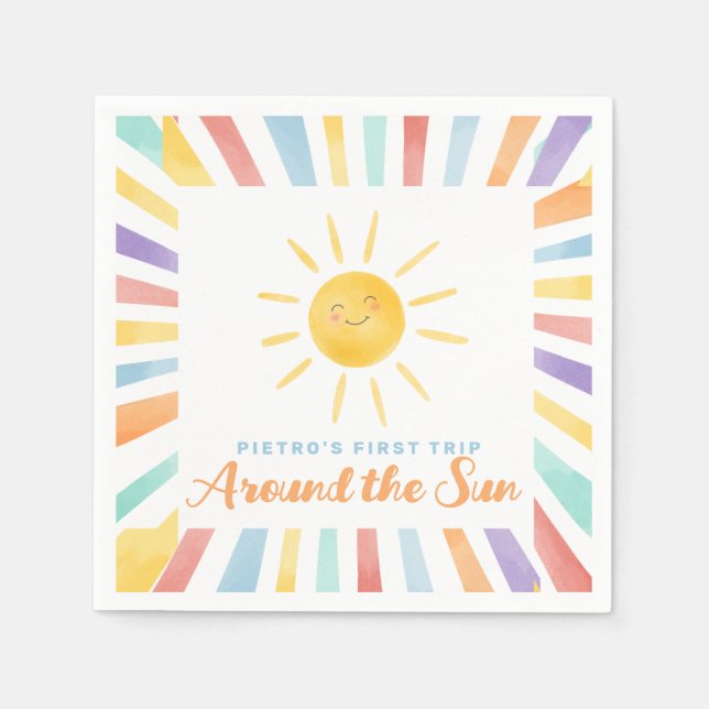 First Trip Around the Sun 1st Birthday Napkin (Front)