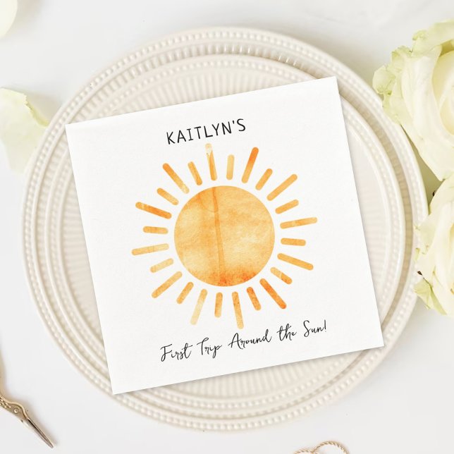 First Trip Around The Sun 1st Birthday Napkin (Creator Uploaded)