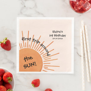 First Trip Around The Sun 1st Birthday Napkin