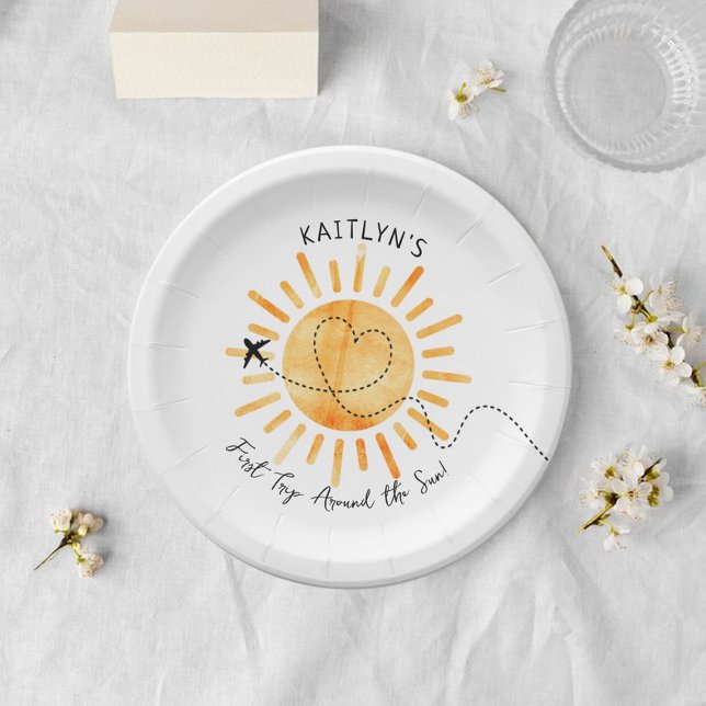 First Trip Around The Sun 1st Birthday Paper Plate (Creator Uploaded)