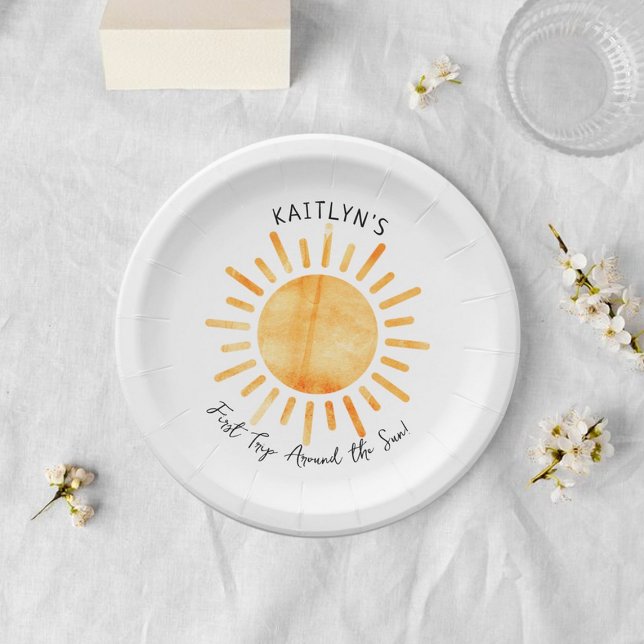 First Trip Around The Sun 1st Birthday Paper Plate (Creator Uploaded)