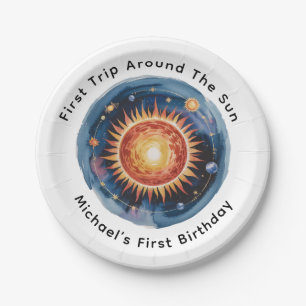 First Trip Around The Sun 1st Birthday Party Paper Plate