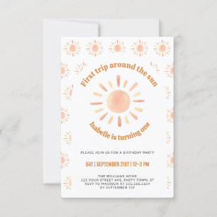 First Trip Around The Sun 1st Birthday Party Photo Invitation