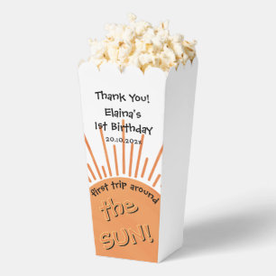 First Trip Around The Sun 1st Birthday Popcorn Favor Box