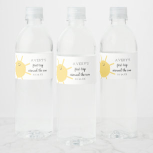 First Trip Around The Sun 1st Birthday Sunshine Wa Water Bottle Label