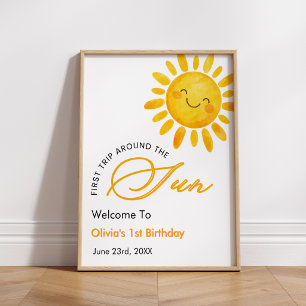 First Trip Around the Sun 1st Birthday Welcome  Poster