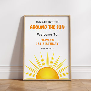 First Trip Around the Sun 1st Birthday Welcome  Poster