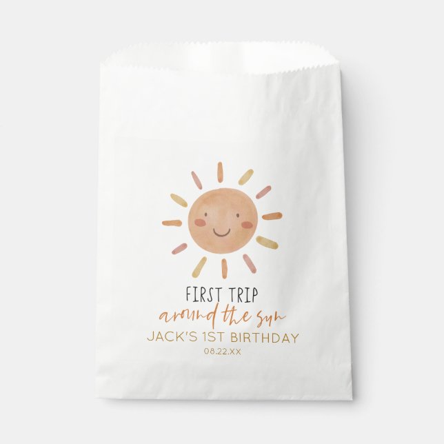 First Trip Around The Sun 1st First Birthday Favour Bag (Front)