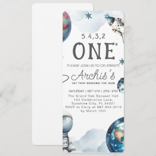 First Trip Around the Sun Astronaut Birthday Invitation