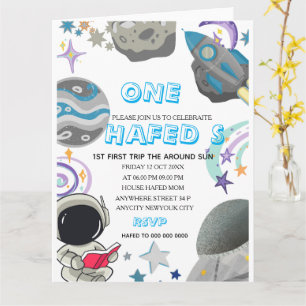 First Trip Around the Sun Astronaut Birthday Party Card