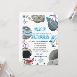 First Trip Around the Sun Astronaut Birthday Party Invitation