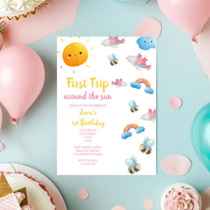 First Trip Around The Sun & Bird, bee 1st Birthday Invitation