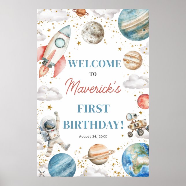 First Trip Around the Sun Birthday 24x36 Welcome Poster (Front)