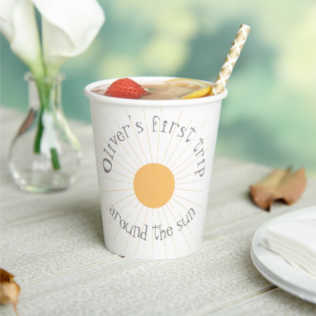 First Trip around the sun Birthday boho Paper Cups (Insitu)