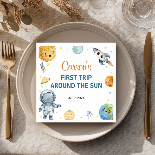 First Trip Around The Sun Birthday Napkin (Creator Uploaded)