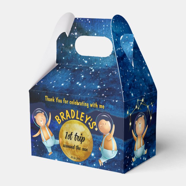 First trip around the sun birthday party custom favor box (Front Side)