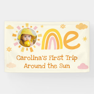 First Trip Around the Sun Birthday Photo Welcome Banner