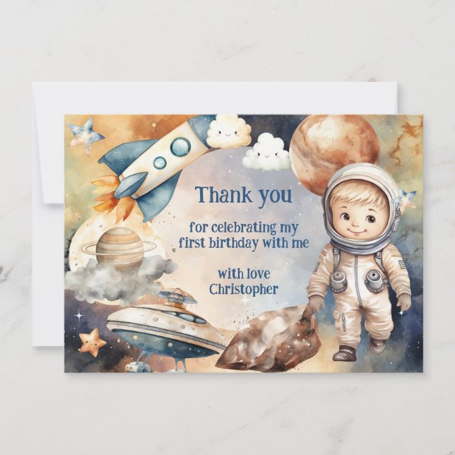First Trip Around The Sun Birthday Thank you card (Front)