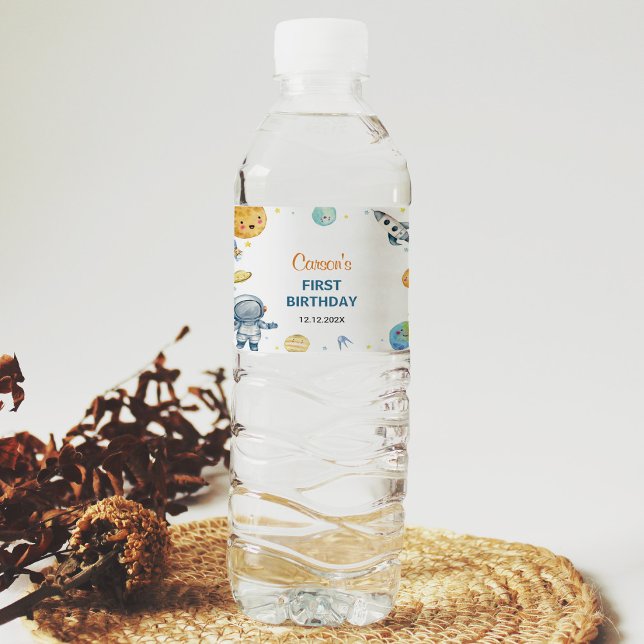 First Trip Around The Sun Birthday Water Bottle La Water Bottle Label (Creator Uploaded)