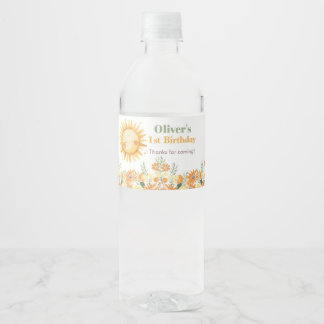 First Trip Around the Sun Birthday Water Bottle Label