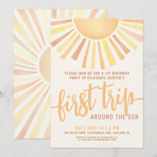 First Trip Around The Sun Boho 1st Birthday Invitation