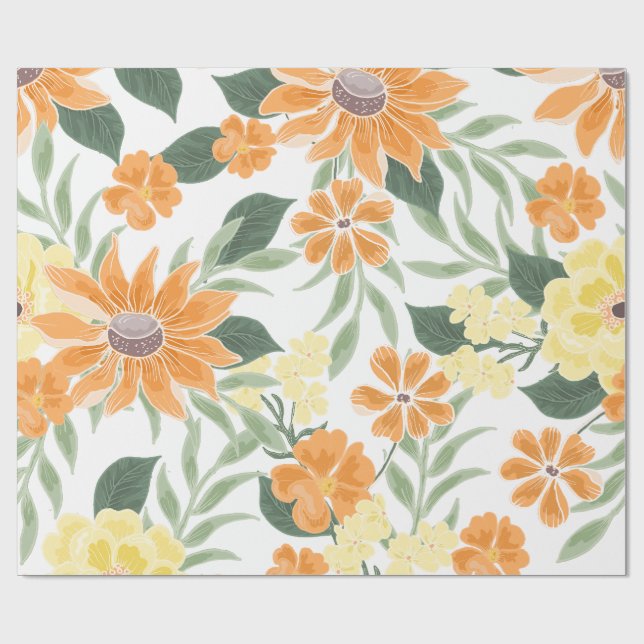 First Trip Around the Sun Boho Floral Wrapping Paper (Flat)