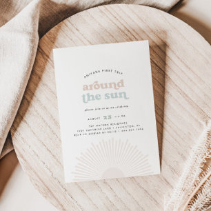 First Trip Around the Sun Boho Kids 1st Birthday Invitation